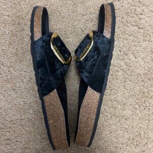 Birkenstock Madrid black big buckle Nubuck Leather